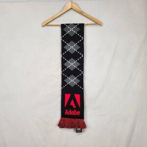 NWT Roughneck Winter Scarf Adobe Advertising Red Black 60 inches Argyle
